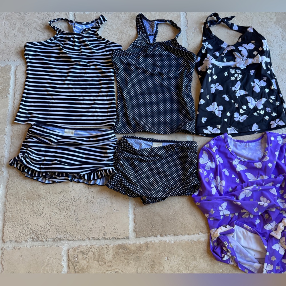 Land's end girl 10 swim skirt/skort set rashguard
